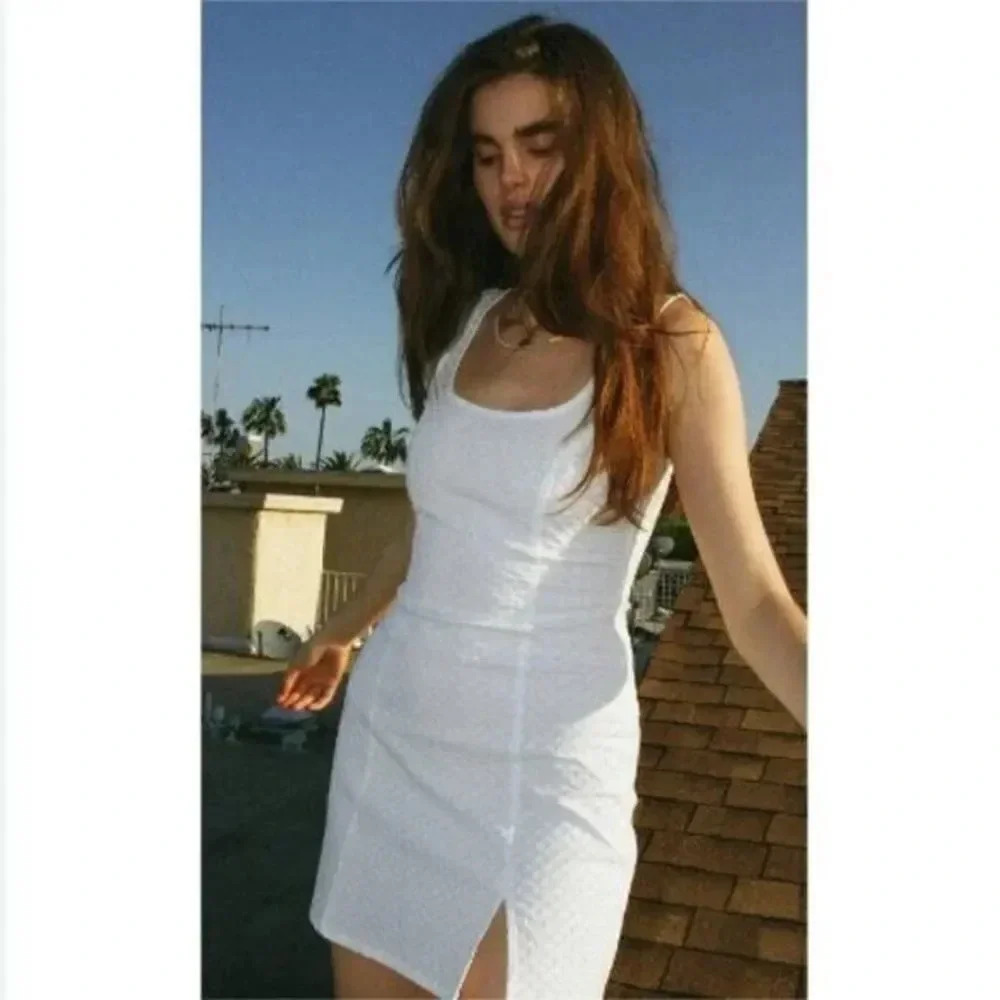 Urban Outfitters UO Folly Fitted White Notched Mini Dress M